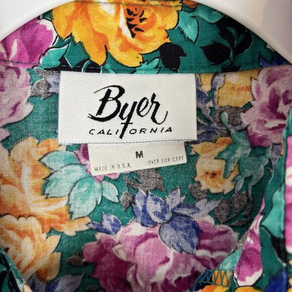 Vintage 90s Womens Byer California Floral Tie Knot Waist Crop Top Cotton Medium - Picture 7 of 10